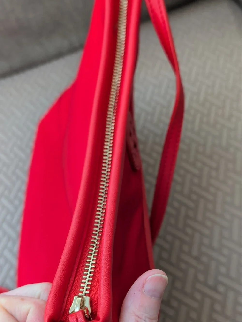 Tory Burch Ella Red Crossbody Bag - Nylon Zip Front Shoulder Purse EUC